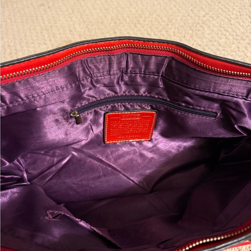 Coach Black Tote with Red Trim and White Racing Stripes - Picture 2 of 2